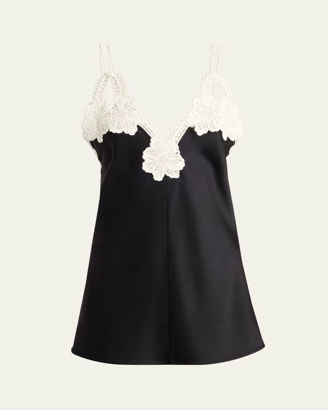 Embroidered Satin Top
